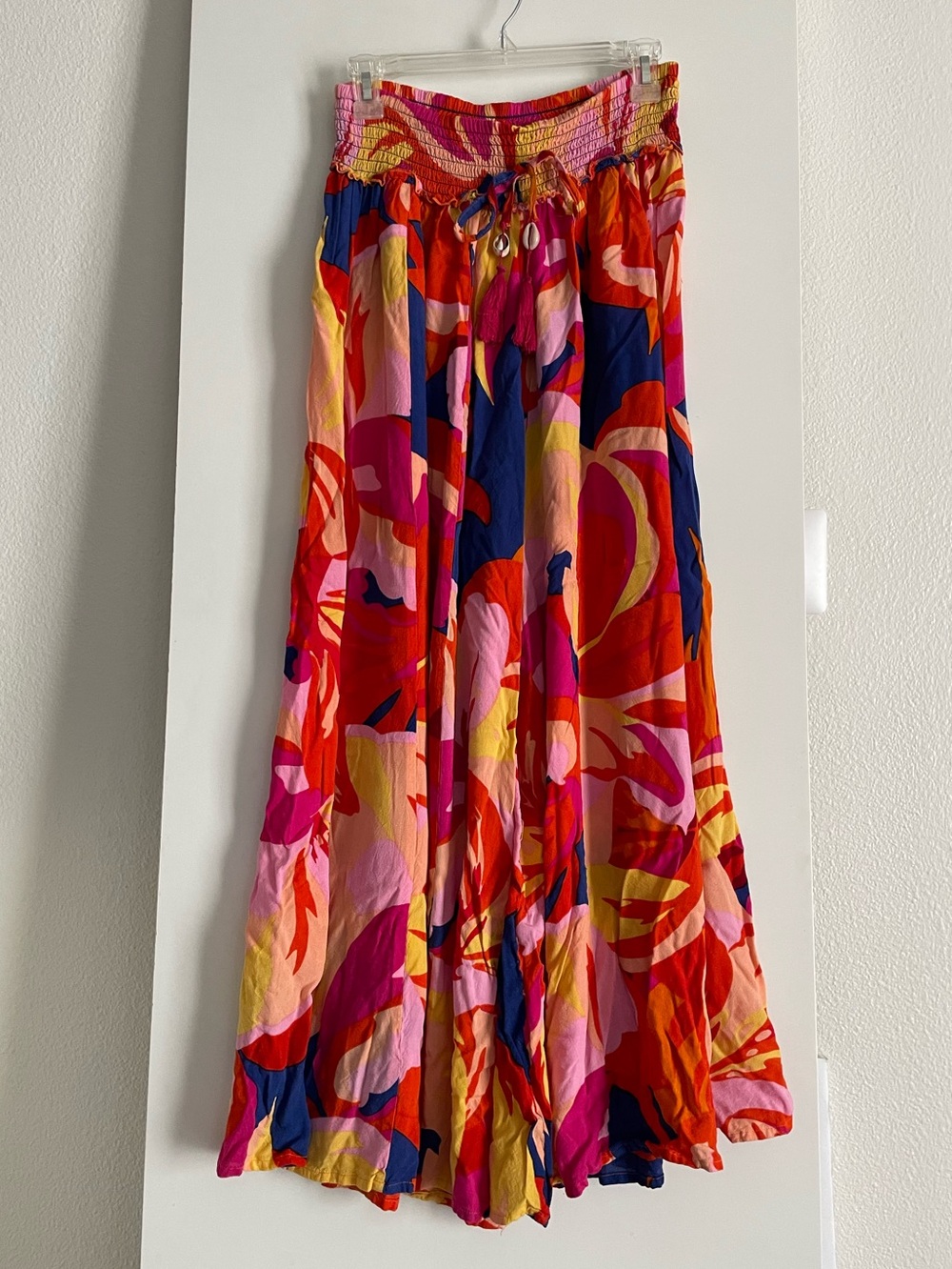 S: Palazzo Culottes Pants High Rise Wide Leg Beach/Pool Red/Blue new